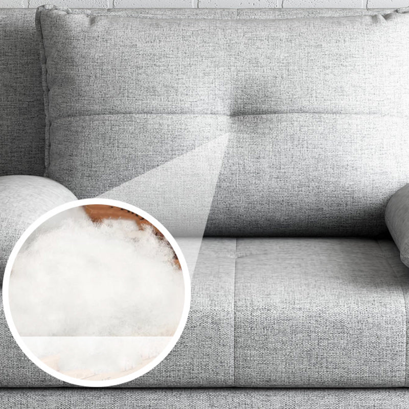 Storage Futon in Gray Modern Fabric Futon And Mattress with Pillows