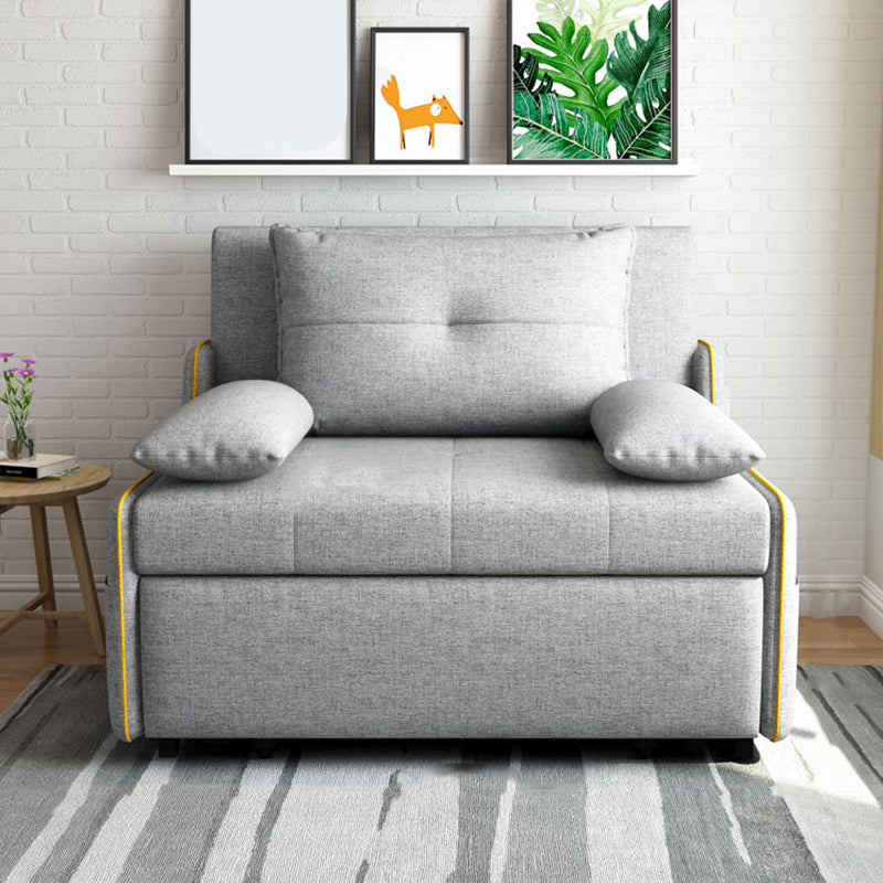 Storage Futon in Gray Modern Fabric Futon And Mattress with Pillows