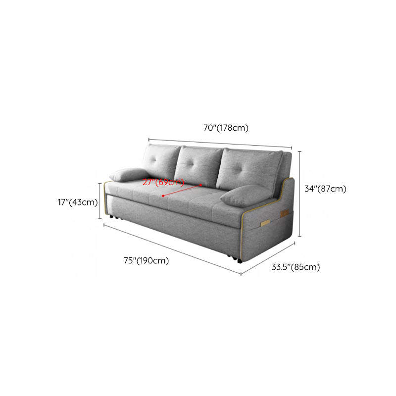 Storage Futon in Gray Modern Fabric Futon And Mattress with Pillows