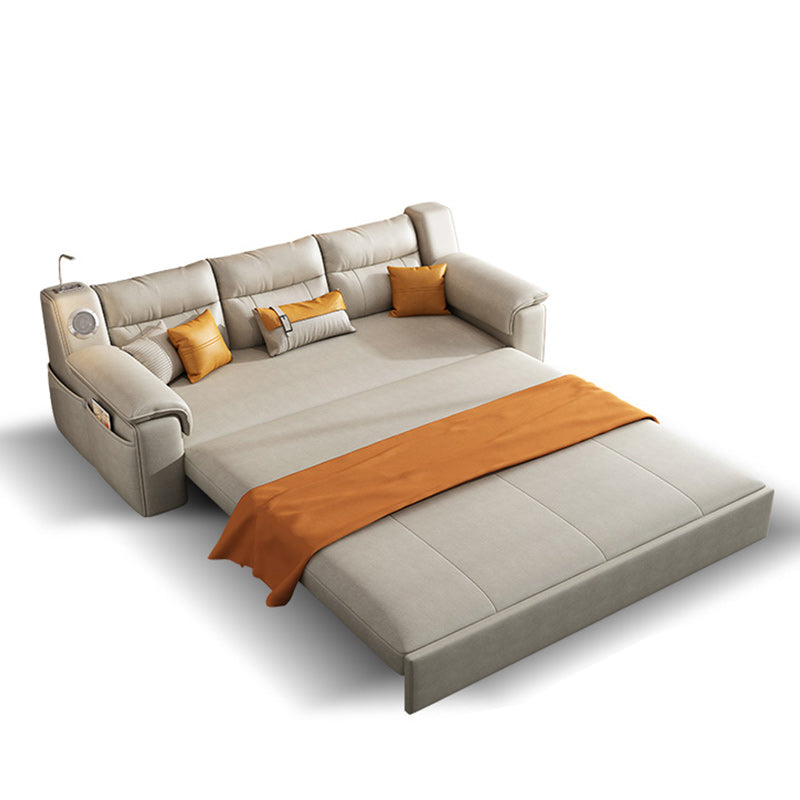 32"W Scandinavian Futon Sofa Bed Leather White Futon Sleeper Sofa