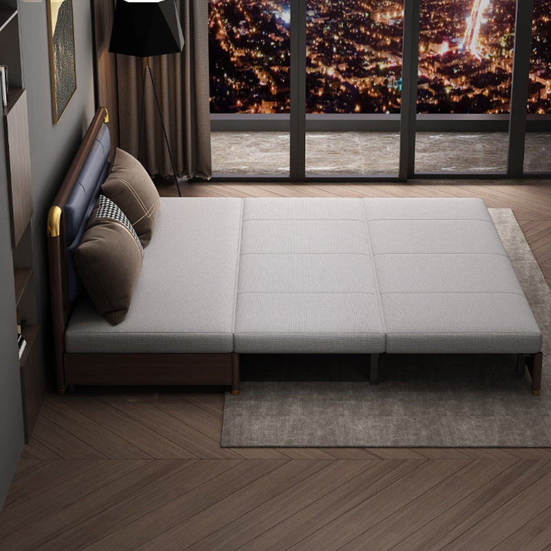 31" Wide Glam Futon Sofa Bed Leather Gray Futon Sleeper Sofa