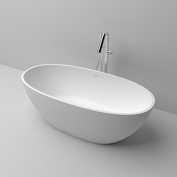 Oval Stone Soaking Bathtub Antique Finish Freestanding Bath Tub