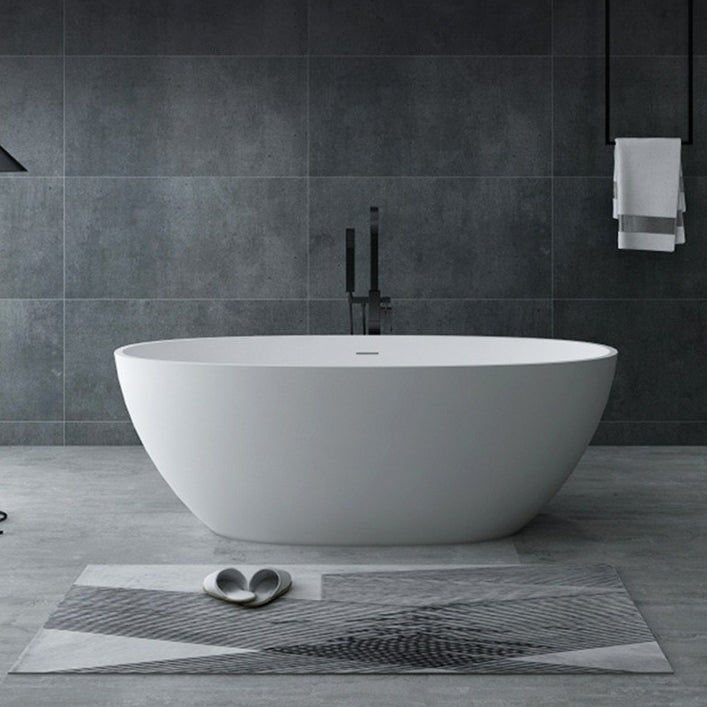 Oval Stone Soaking Bathtub Antique Finish Freestanding Bath Tub