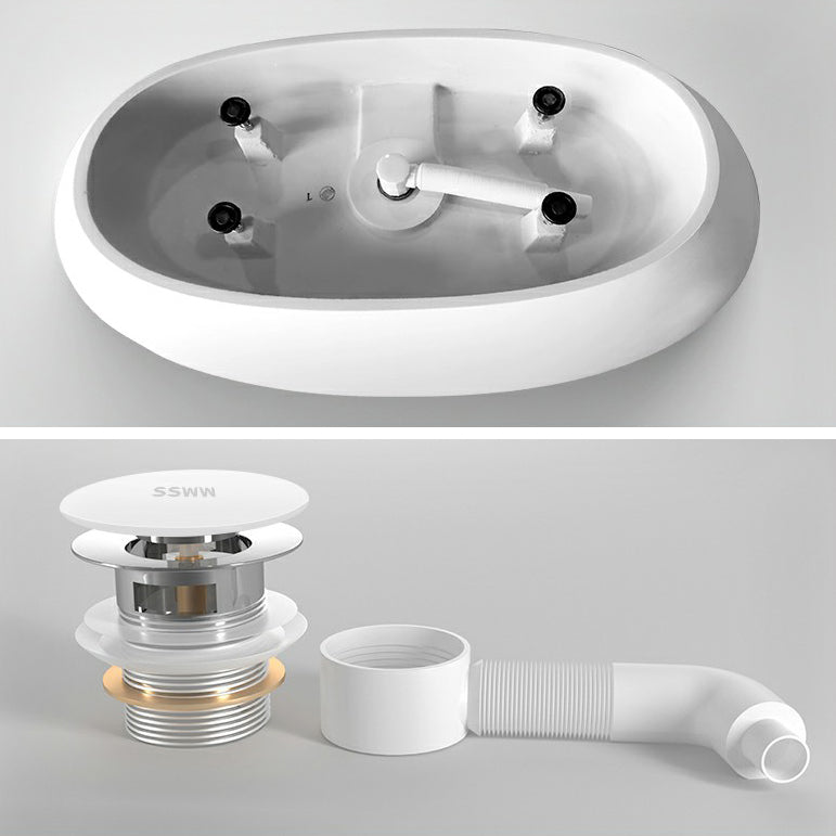 Modern Style Freestanding Soaking Bathtub Stone Bathroom Bathtub in White