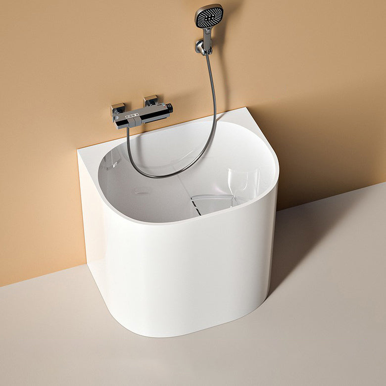 Modern Style Acrylic Soaking Bathtub Oval Back to Wall Bathtub in White