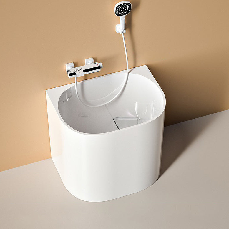 Modern Style Acrylic Soaking Bathtub Oval Back to Wall Bathtub in White