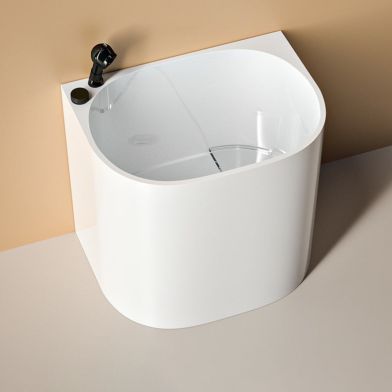Modern Style Acrylic Soaking Bathtub Oval Back to Wall Bathtub in White