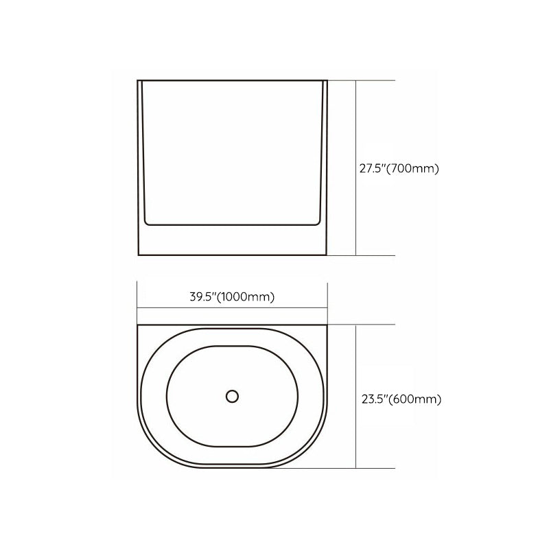 Modern Style Acrylic Soaking Bathtub Oval Back to Wall Bathtub in White