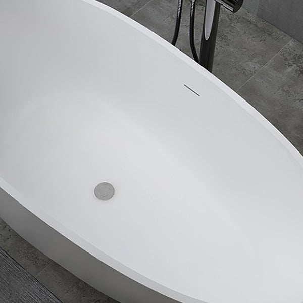 Modern Style Oval Freestanding Bathtub Stone Bathtub with Overflow Trim