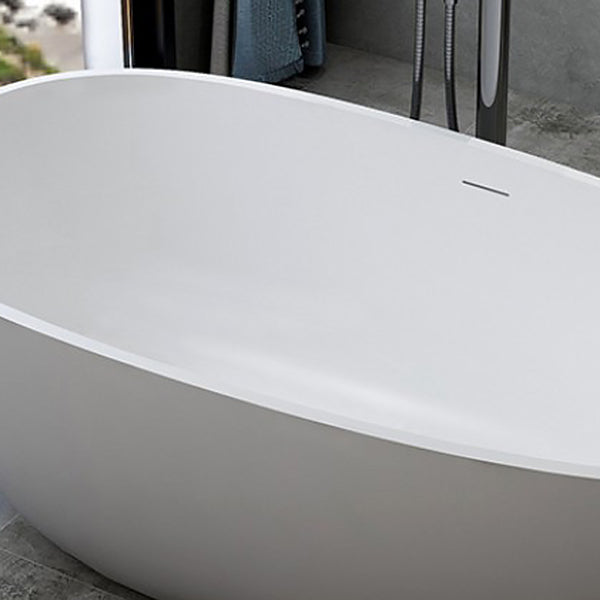 Modern Style Oval Freestanding Bathtub Stone Bathtub with Overflow Trim