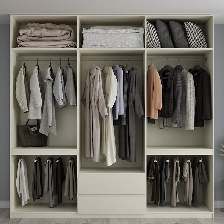 Wood Wardrobe Cabinet with Shelves Hinged Wardrobe Armoire for Home