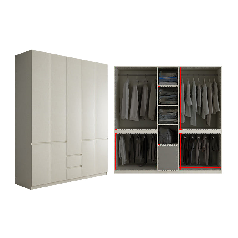 Wood Wardrobe Cabinet with Shelves Hinged Wardrobe Armoire for Home