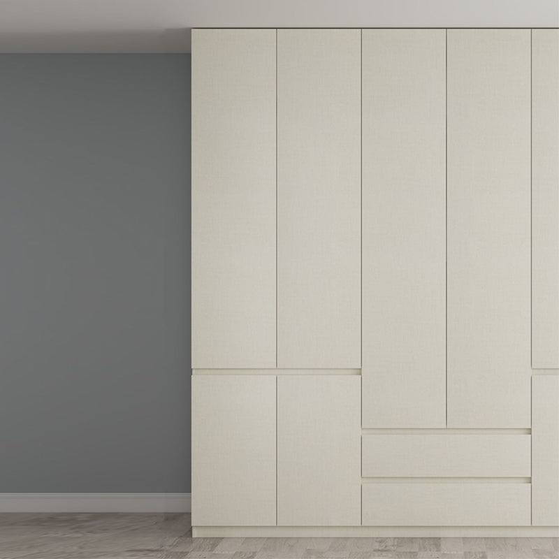 Wood Wardrobe Cabinet with Shelves Hinged Wardrobe Armoire for Home