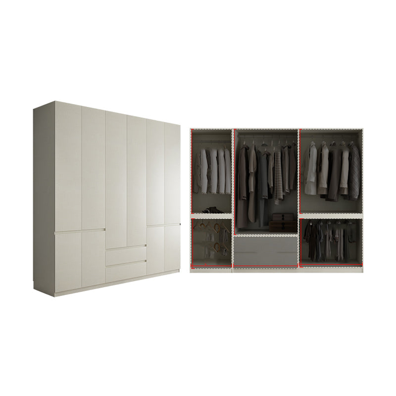 Wood Wardrobe Cabinet with Shelves Hinged Wardrobe Armoire for Home