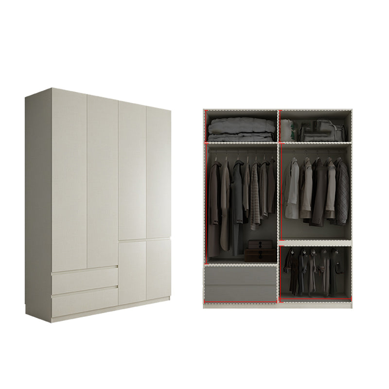 Wood Wardrobe Cabinet with Shelves Hinged Wardrobe Armoire for Home
