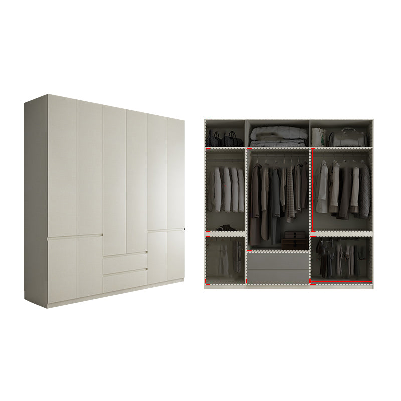 Wood Wardrobe Cabinet with Shelves Hinged Wardrobe Armoire for Home