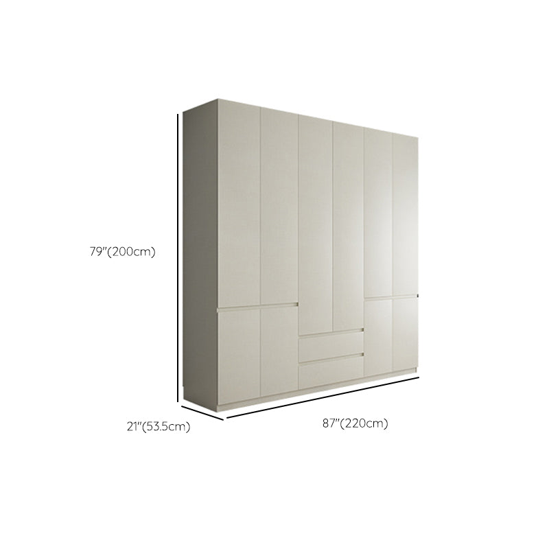 Wood Wardrobe Cabinet with Shelves Hinged Wardrobe Armoire for Home