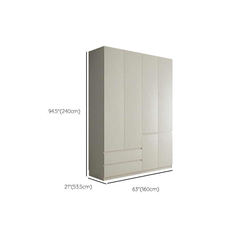 Wood Wardrobe Cabinet with Shelves Hinged Wardrobe Armoire for Home