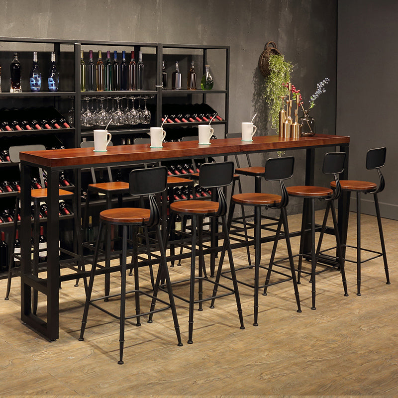 Contemporary Rectangle Bar Table Solid Wood Bar Dining Table with Trestle Base