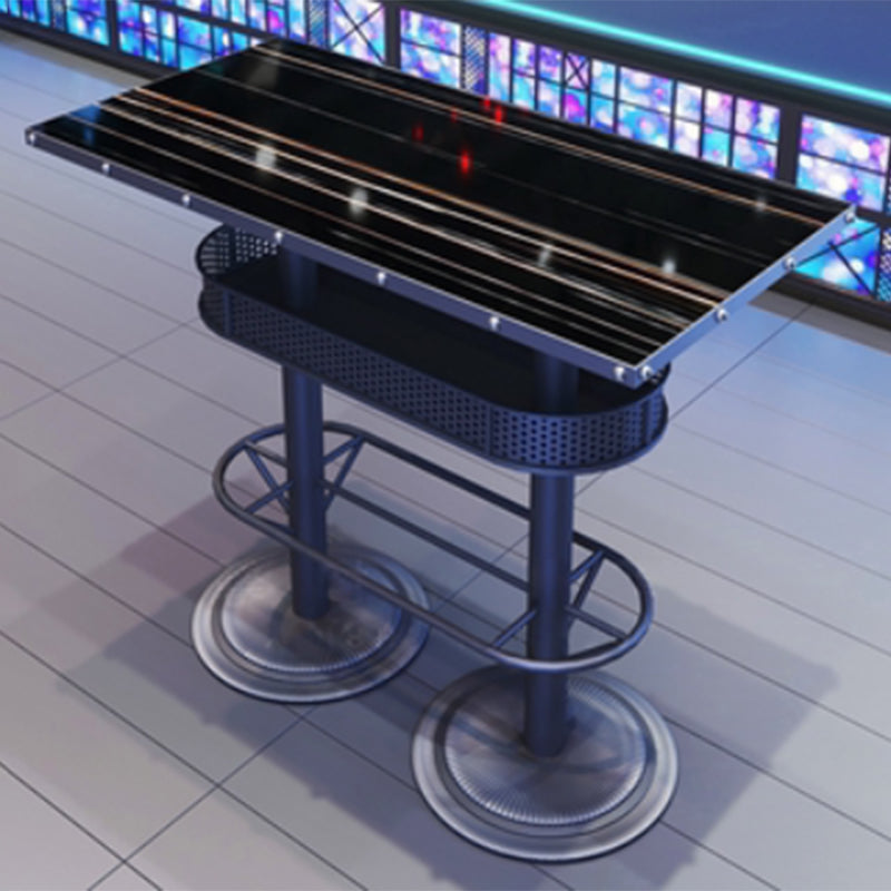 Industrial Style Bar Wine Table Black Bar Dining Table with Storage