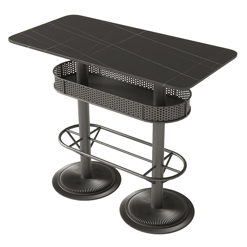 Industrial Style Bar Wine Table Black Bar Dining Table with Storage