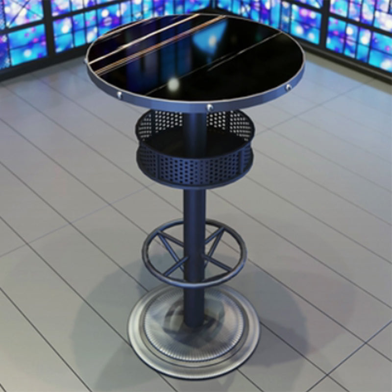 Industrial Style Bar Wine Table Black Bar Dining Table with Storage