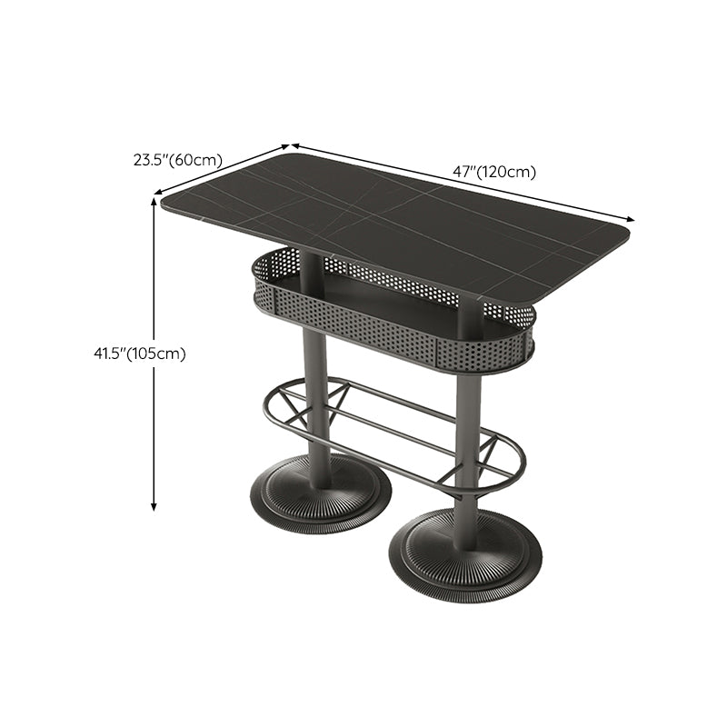 Industrial Style Bar Wine Table Black Bar Dining Table with Storage