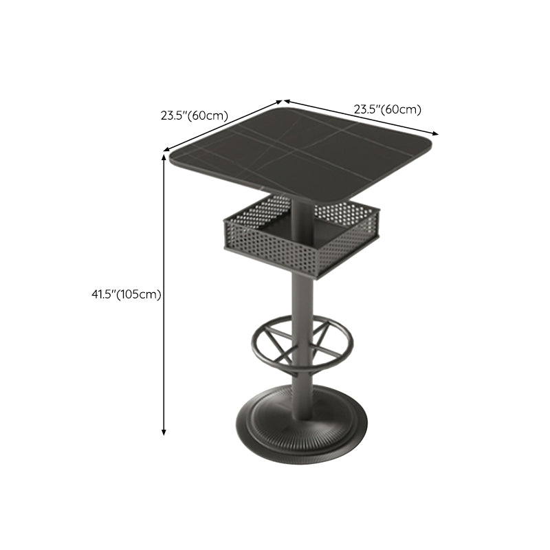 Industrial Style Bar Wine Table Black Bar Dining Table with Storage