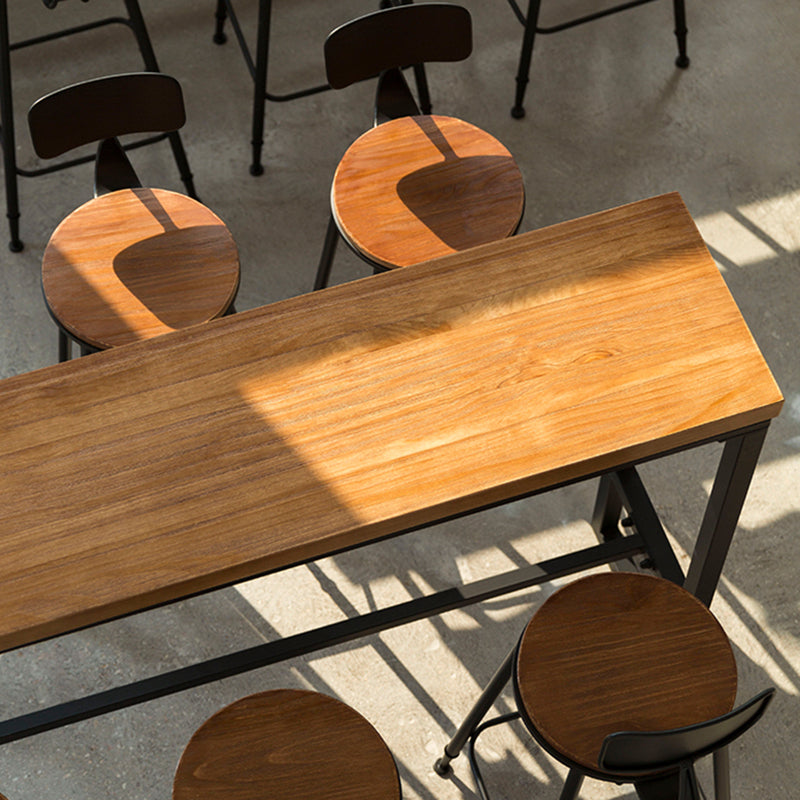 Industrial Rectangle Bar Table Solid Wood Trestle Base Bar Dining Table