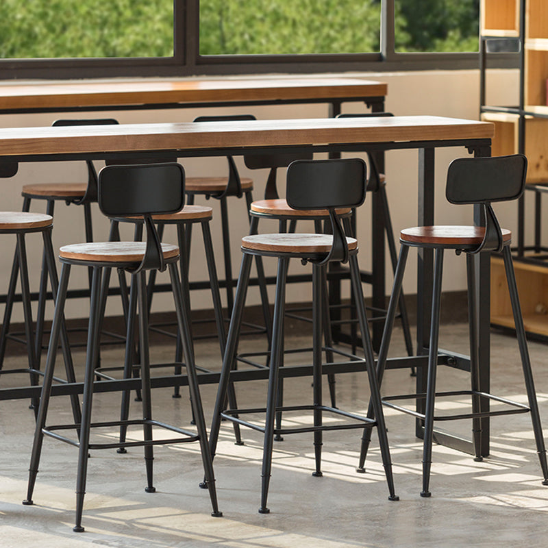 Industrial Rectangle Bar Table Solid Wood Trestle Base Bar Dining Table