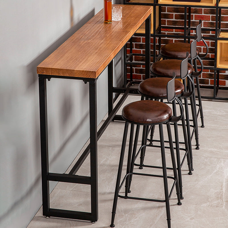 Industrial Rectangle Bar Table Solid Wood Trestle Base Bar Dining Table