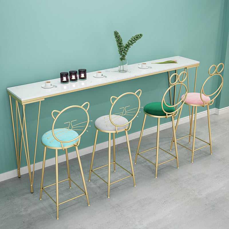 Glam Style Rectangle Bar Table Faux Marble 4 Legs Bar Dining Table