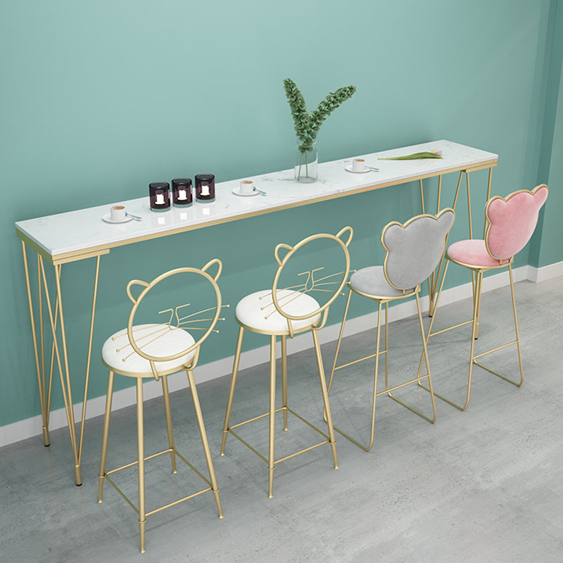 Glam Style Rectangle Bar Table Faux Marble 4 Legs Bar Dining Table