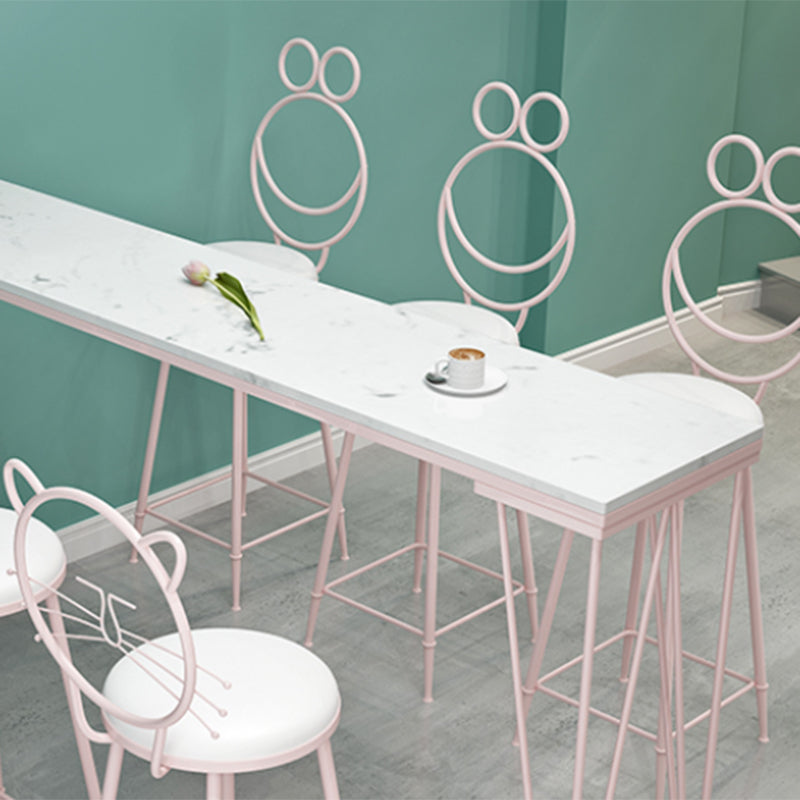 Glam Style Rectangle Bar Table Faux Marble 4 Legs Bar Dining Table