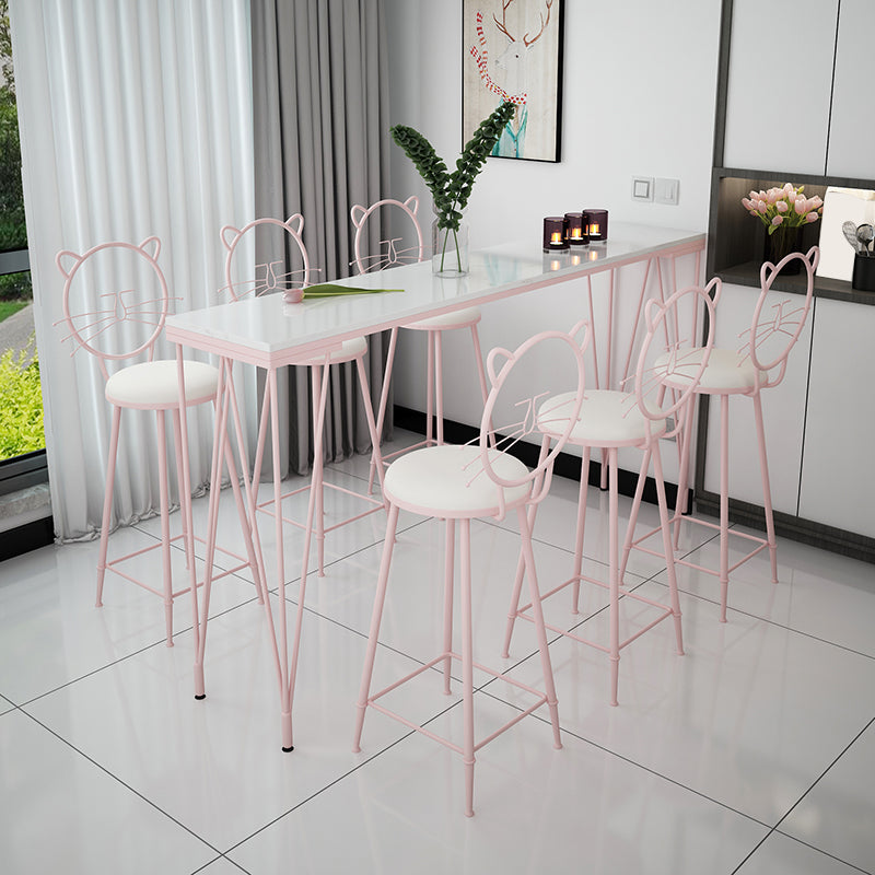 Glam Style Rectangle Bar Table Faux Marble 4 Legs Bar Dining Table