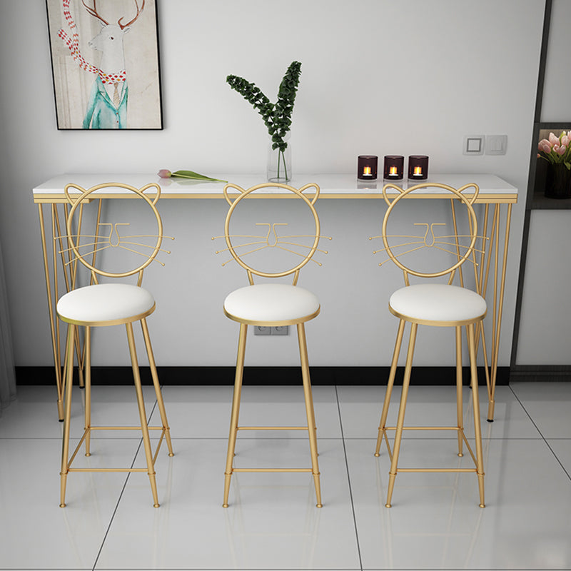 Glam Style Rectangle Bar Table Faux Marble 4 Legs Bar Dining Table