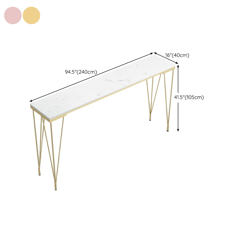 Glam Style Rectangle Bar Table Faux Marble 4 Legs Bar Dining Table
