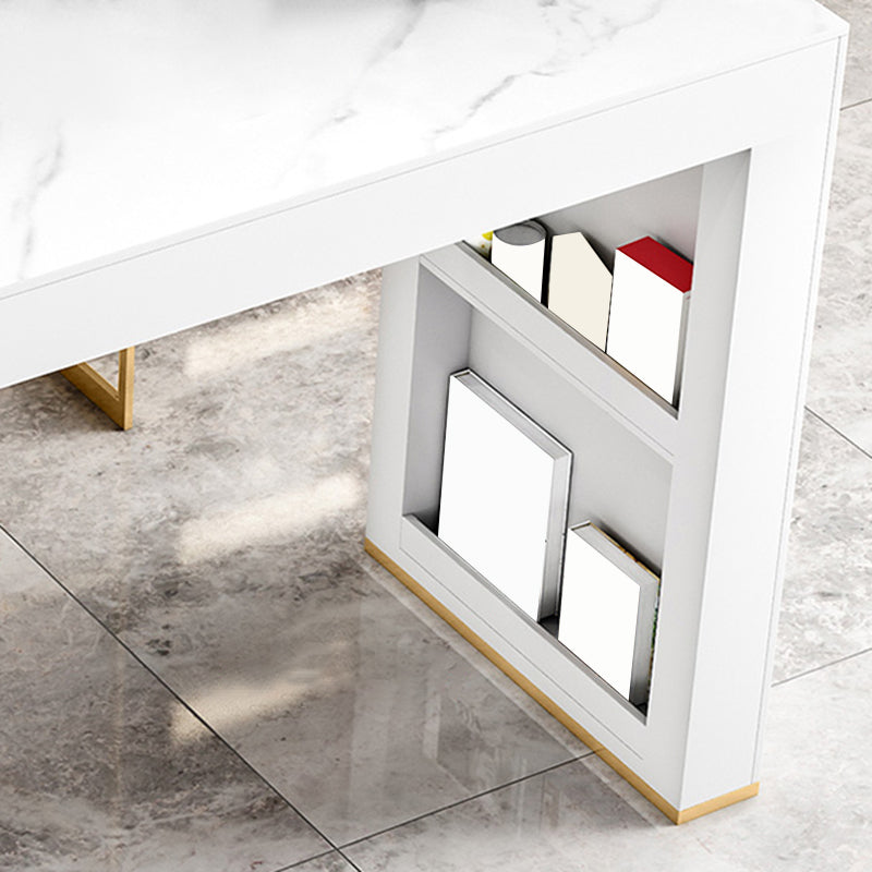 Contemporary Style Rectangle Bar Table Stone Fixed Bistro Bar Desk