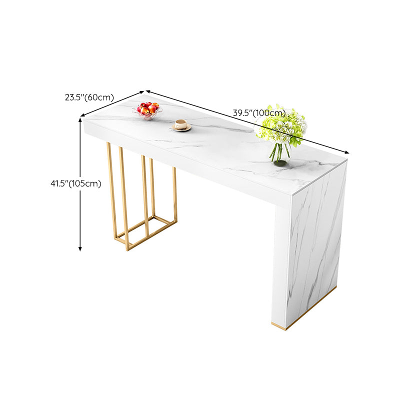Contemporary Style Rectangle Bar Table Stone Fixed Bistro Bar Desk