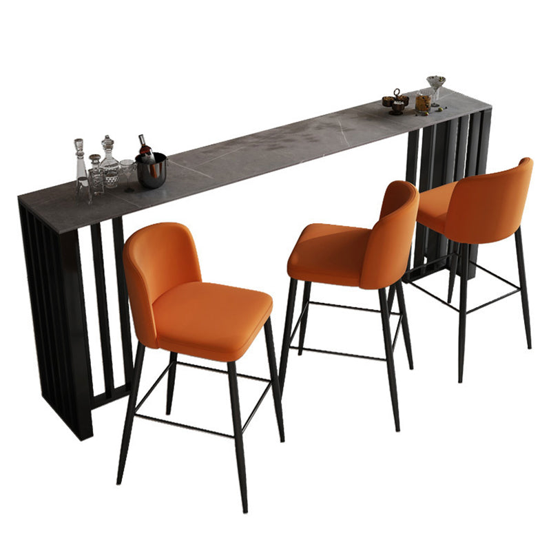 Contemporary Style Rectangle Bar Table Stone Double Pedestal Bar Dining Table for Home