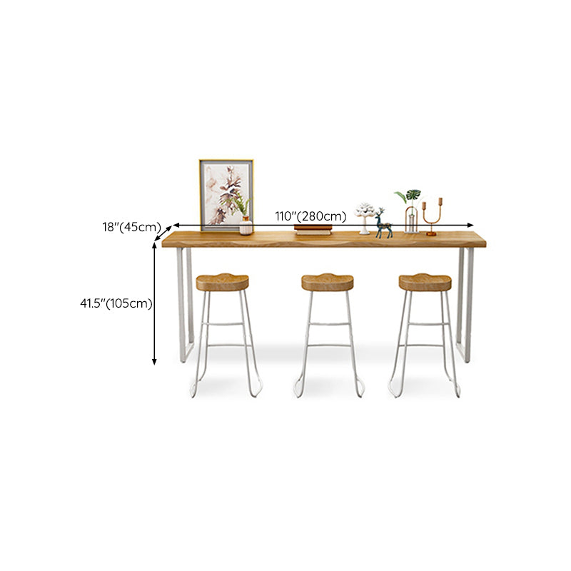 Industrial Bistro Bar Table Solid Wood Rectangle Metal Base Bar Table