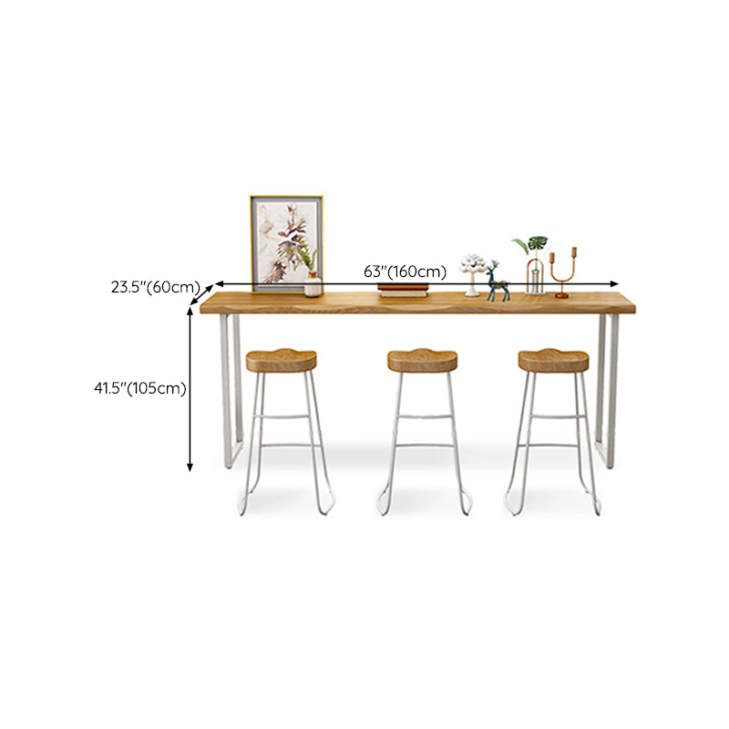 Industrial Bistro Bar Table Solid Wood Rectangle Metal Base Bar Table