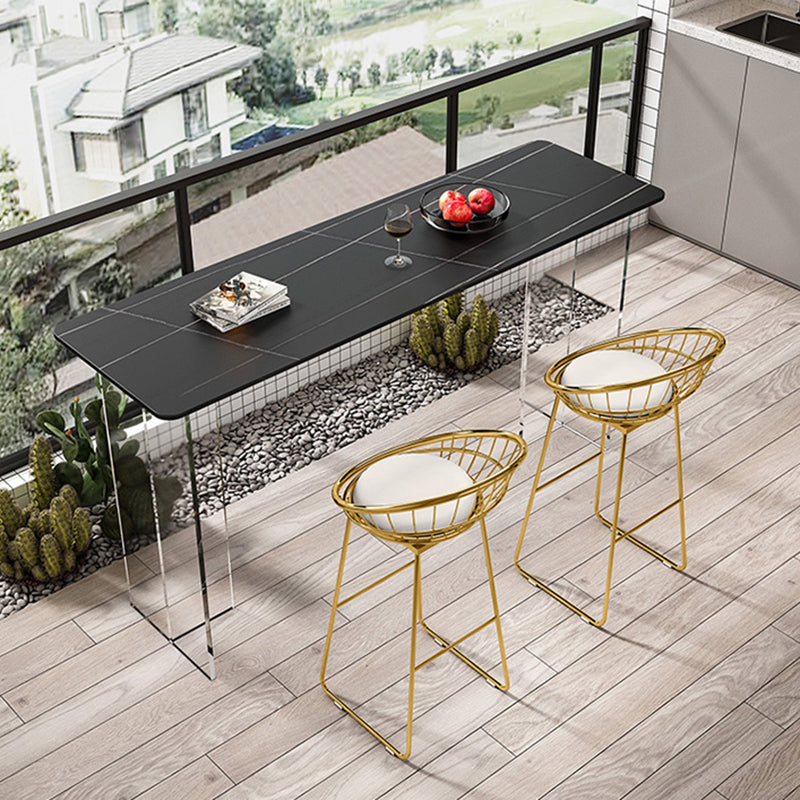 Rectangle Bar Table Set 1/2/3 Pcs Stone Bar Table and Metal Stools