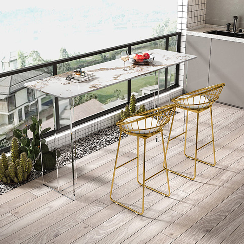 Rectangle Bar Table Set 1/2/3 Pcs Stone Bar Table and Metal Stools