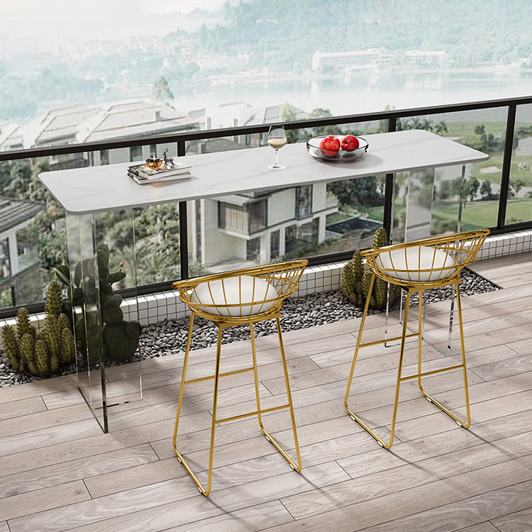 Rectangle Bar Table Set 1/2/3 Pcs Stone Bar Table and Metal Stools