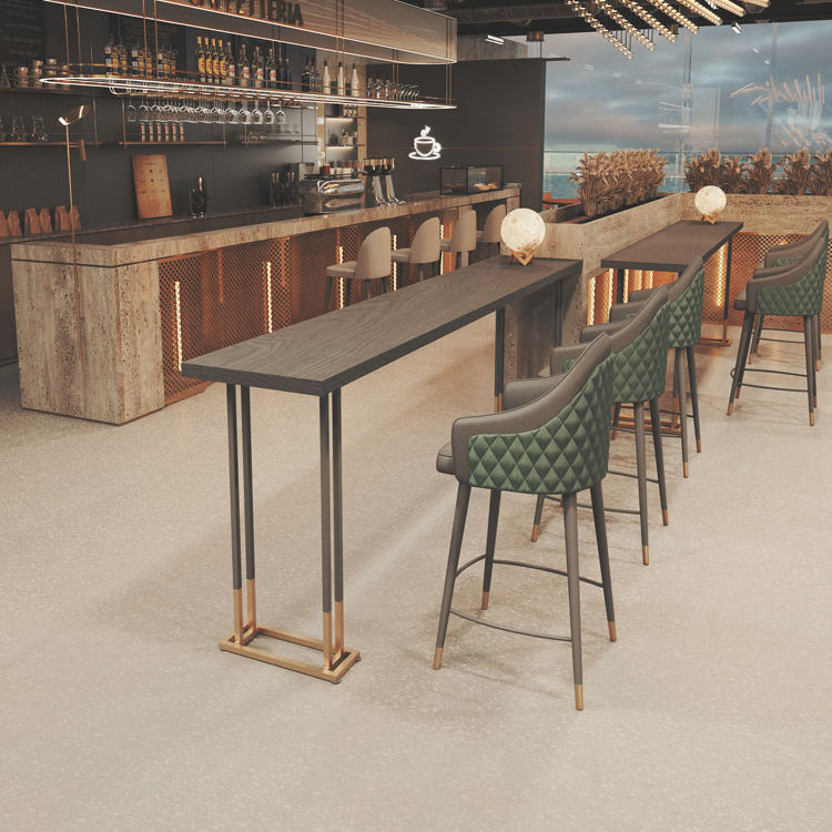 Industrial Bar Table Set 1/4 Pcs Solid Wood Bar Table with Upholstered Bar Stools