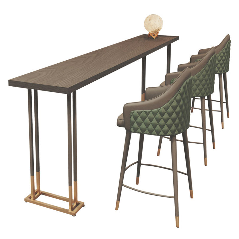 Industrial Bar Table Set 1/4 Pcs Solid Wood Bar Table with Upholstered Bar Stools