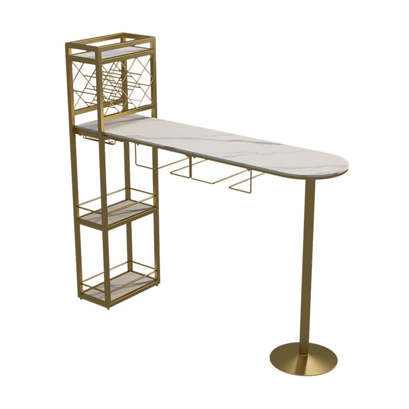 Modern 1/3 Pieces Bar Table Set Stone Counter Table with Rotatable Stools for Living Room