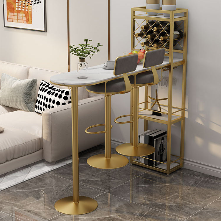 Modern 1/3 Pieces Bar Table Set Stone Counter Table with Rotatable Stools for Living Room