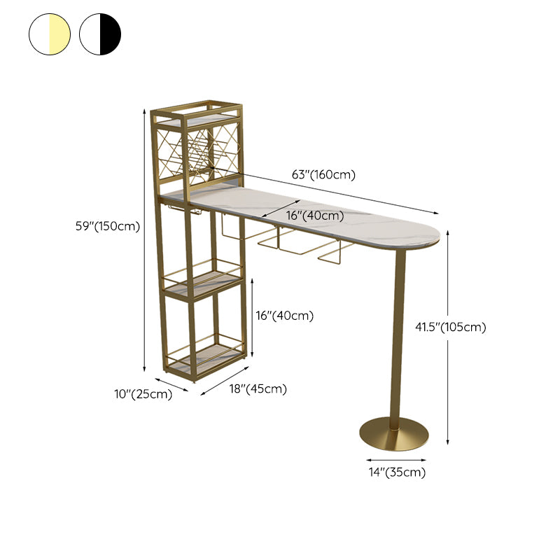 Modern 1/3 Pieces Bar Table Set Stone Counter Table with Rotatable Stools for Living Room